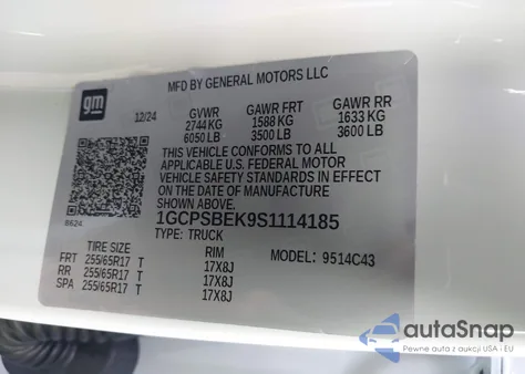 2025 Chevrolet Colorado 2Wd Wt из США, поврежденный, VIN 1GCPSBEK9S1114185